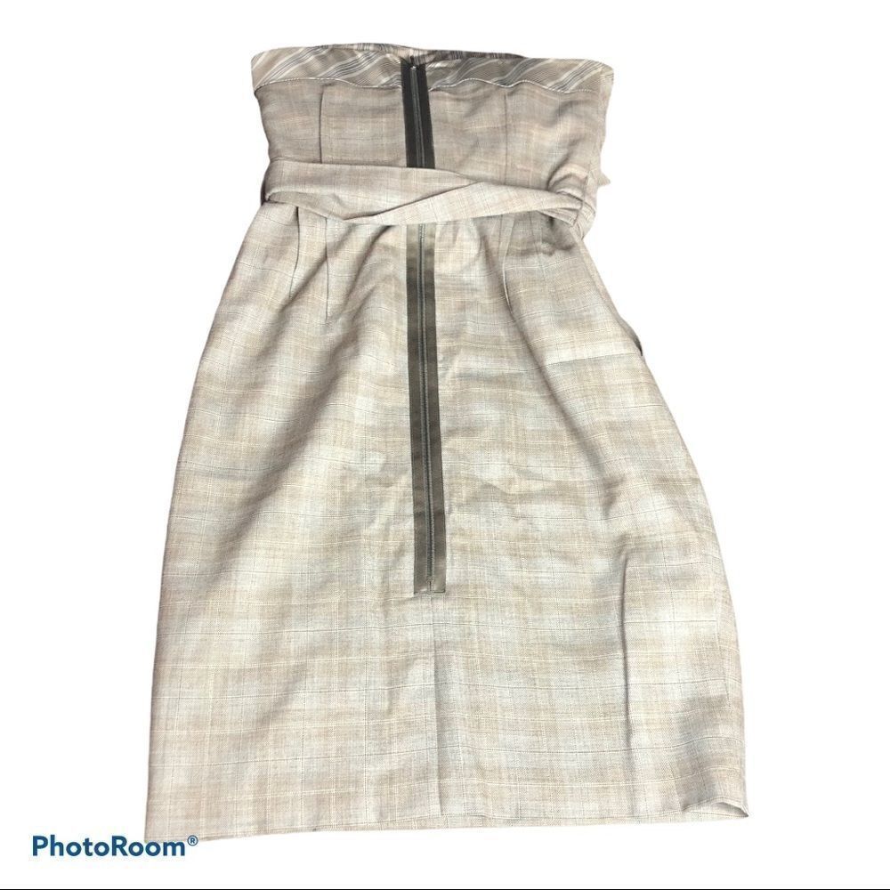 Lida Baday Wool Plaid Strapless Dress Size 4 Academia Business Casual Office 4 - Picture 11 of 15
